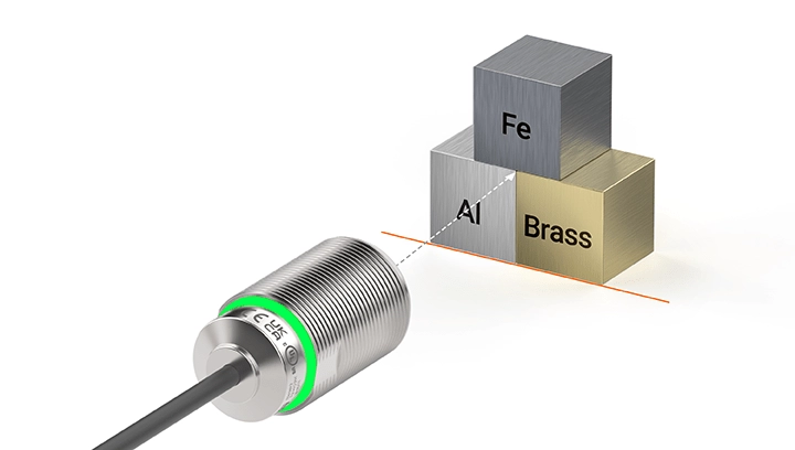 确保铁和铝材料相同的检测距离