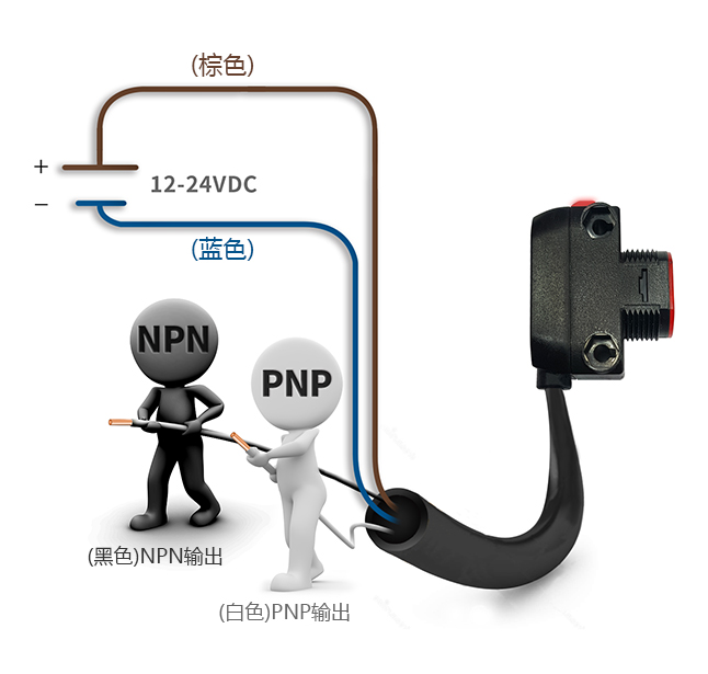 (黑色) NPN 输出, (白色) PNP 输出