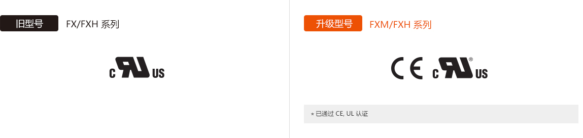旧型号 : FX/FXH Series, 升级型号 : FXM/FXH Series *已通过 CE, UL 认证